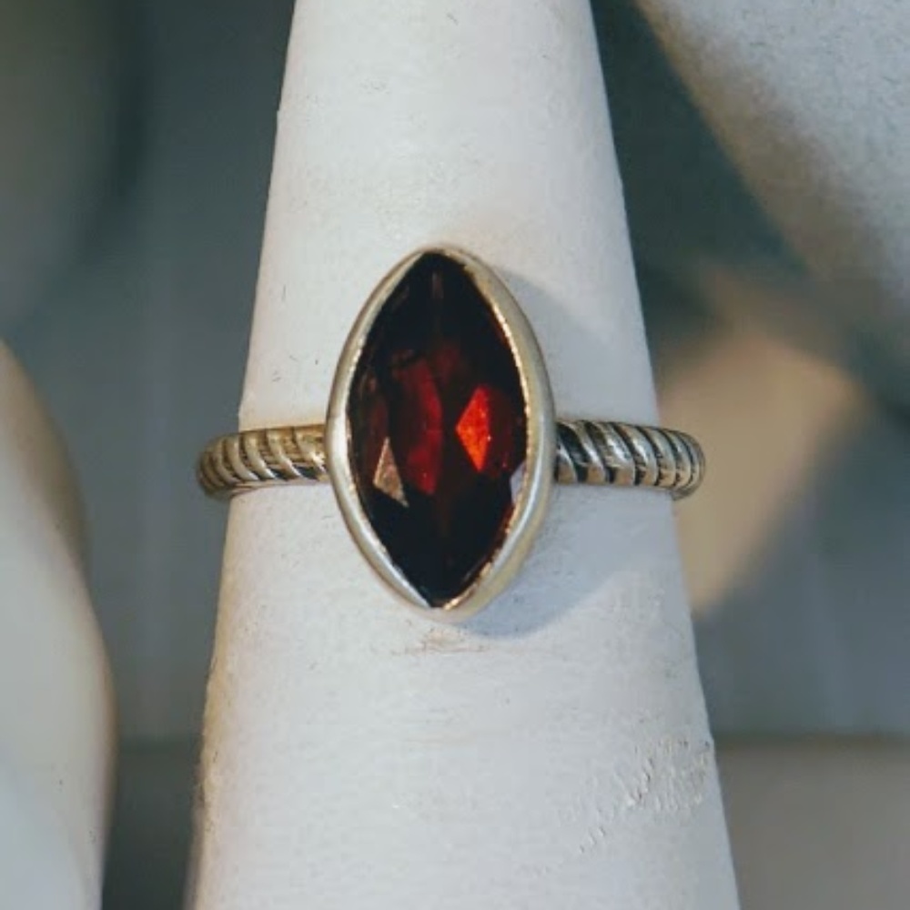Garnet and Silver Ring